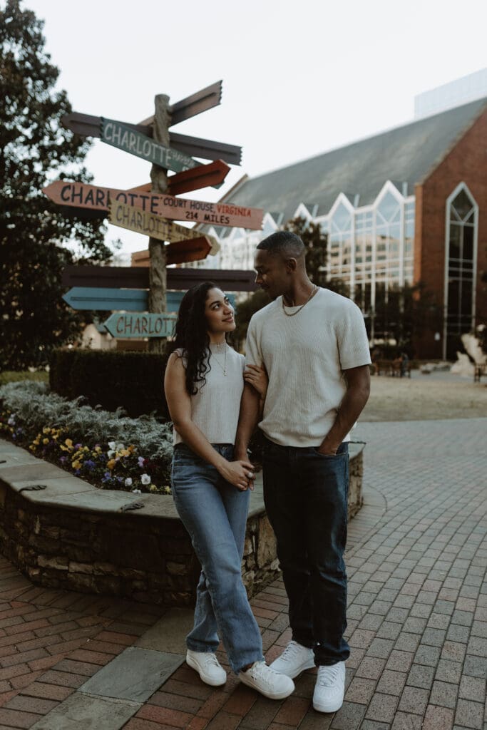 Couple Session at The Green in Charlotte NC | Couple looking at each other