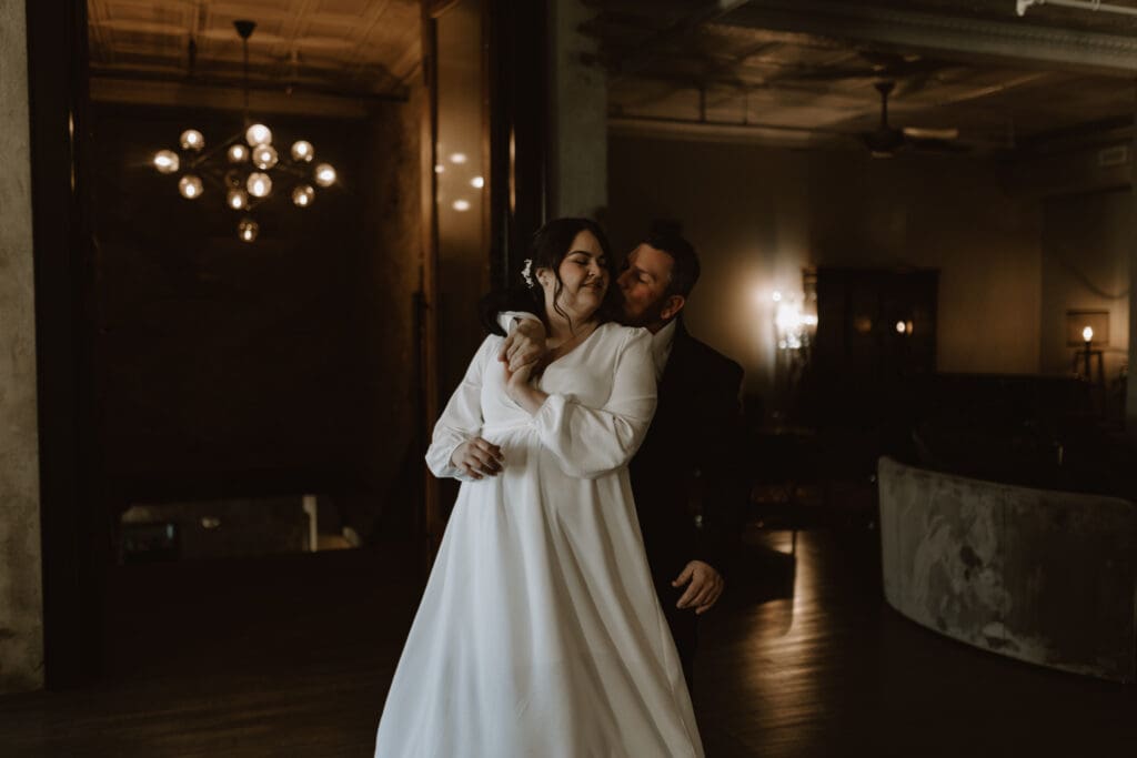 Couple dancing at elopement