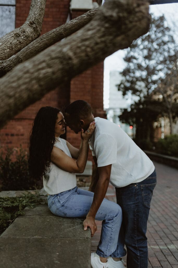 Couple Session at The Green in Charlotte NC | Couple kissing