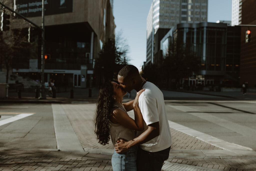 Couple Session at The Green in Charlotte NC | Couple kissing