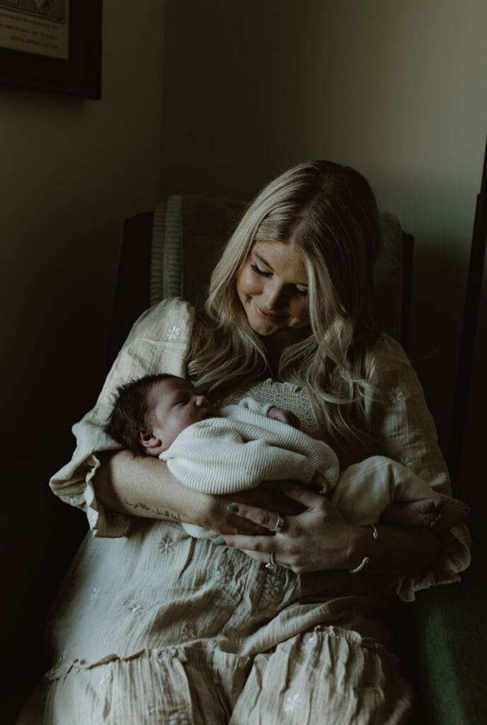 Mom holding baby